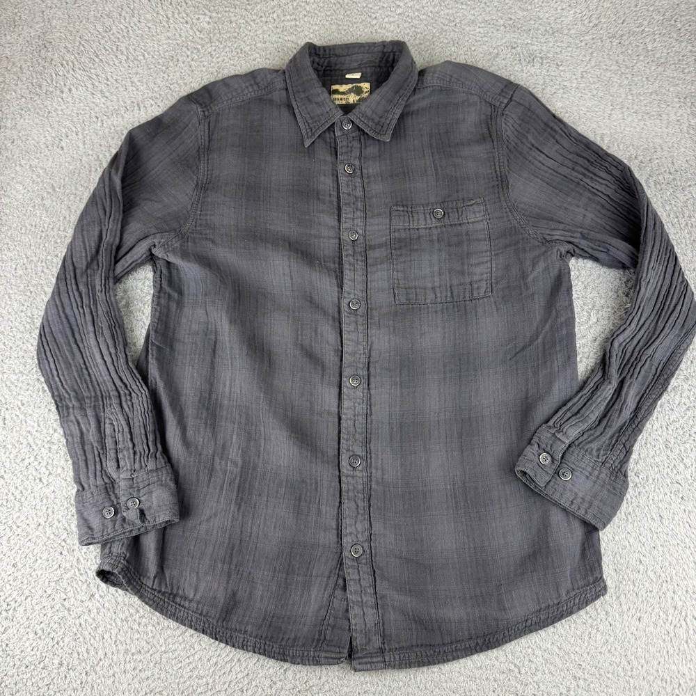 Gramicci Men's Long Sleeve Button Shirt Gray Size Large Plaid Skate Surf Y2k